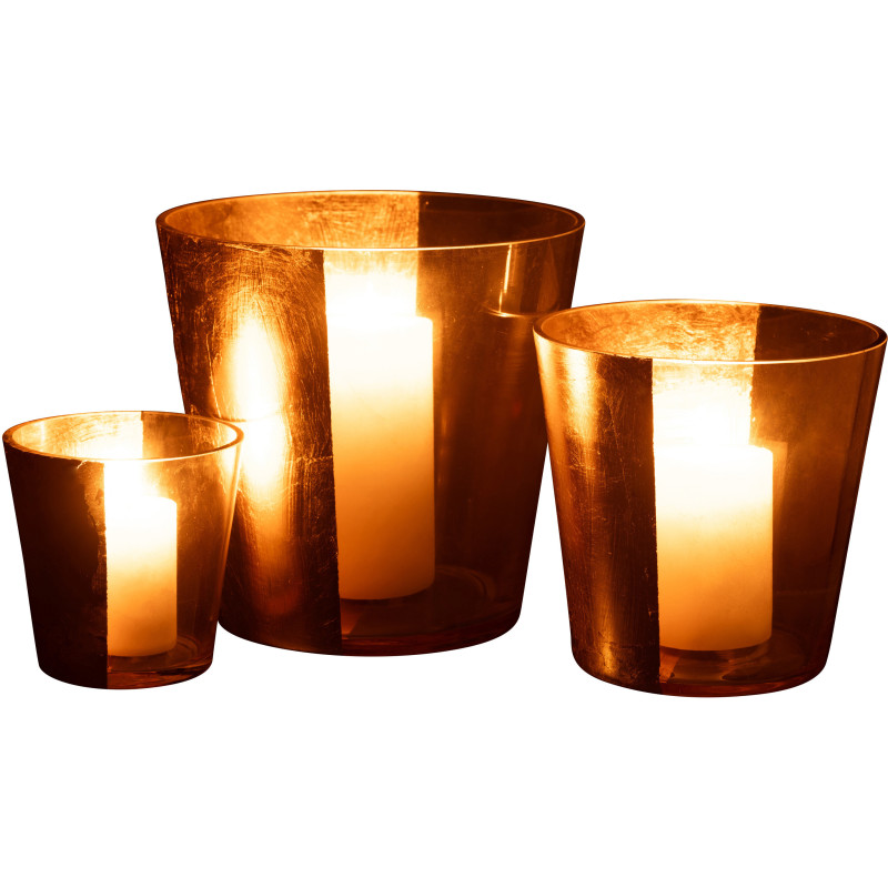 Photophore moderne bicolore XXL Diamètre 23 cm en Verre Doré Transparent Boe - 7