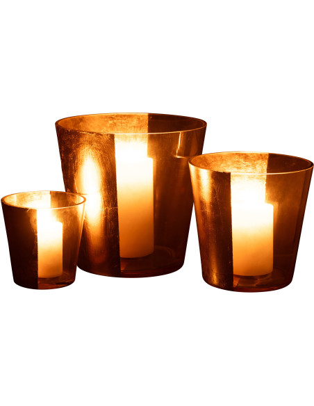 Photophore moderne bicolore XXL Diamètre 23 cm en Verre Doré Transparent Boe - 7