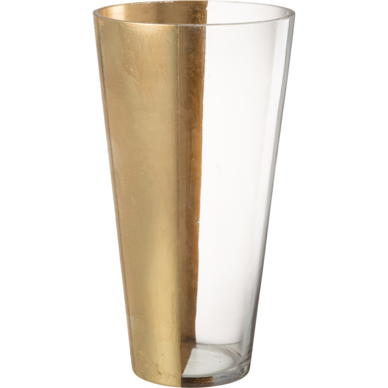 Vase original bicolore Conique Hauteur 35 cm en Verre Transparent Doré Moa - 1
