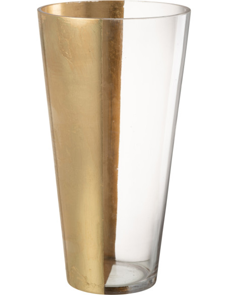 Vase original bicolore Conique Hauteur 35 cm en Verre Transparent Doré Moa - 1