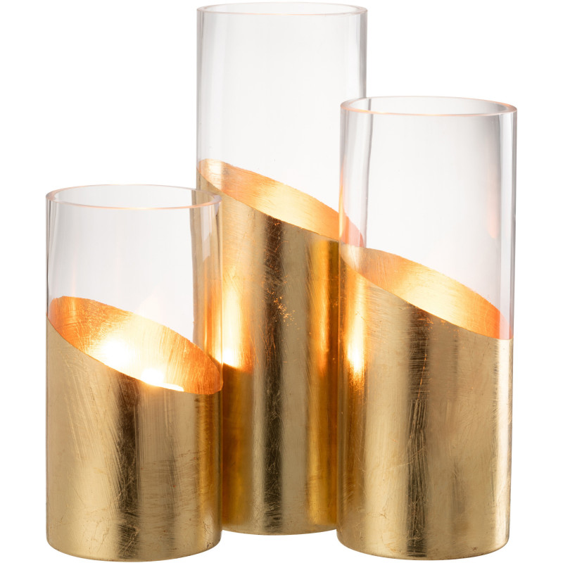 Photophore original bicolore XXL Hauteur 30 cm en Verre Doré Transparent Moa - 5