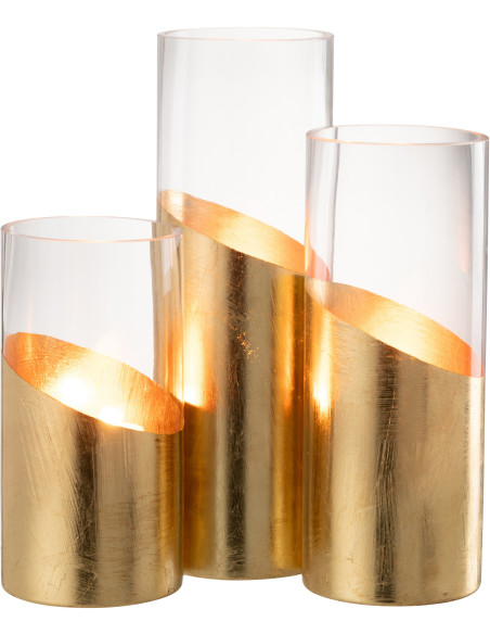 Photophore original bicolore XXL Hauteur 30 cm en Verre Doré Transparent Moa - 5