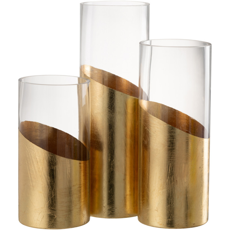 Photophore original bicolore XXL Hauteur 30 cm en Verre Doré Transparent Moa - 6