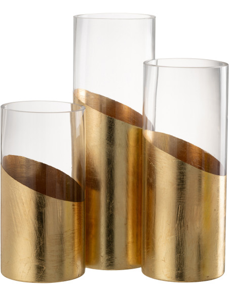 Photophore original bicolore XXL Hauteur 30 cm en Verre Doré Transparent Moa - 6