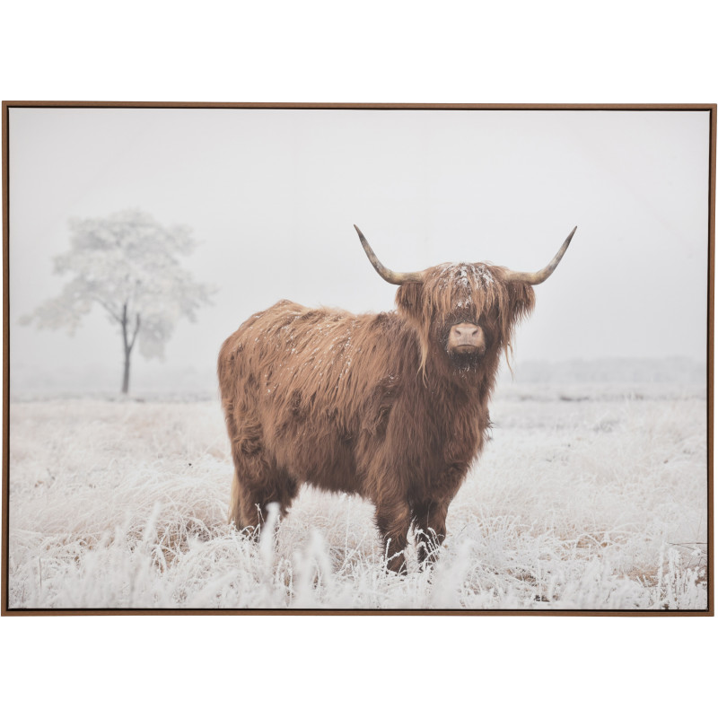 Toile murale originale imprimée Yack Paysage 143x103 Cadre en bois de pin Marron Blanc Gavlon - 1