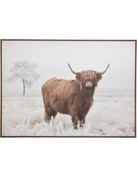 Toile murale originale imprimée Yack Paysage 143x103 Cadre en bois de pin Marron Blanc Gavlon - 1