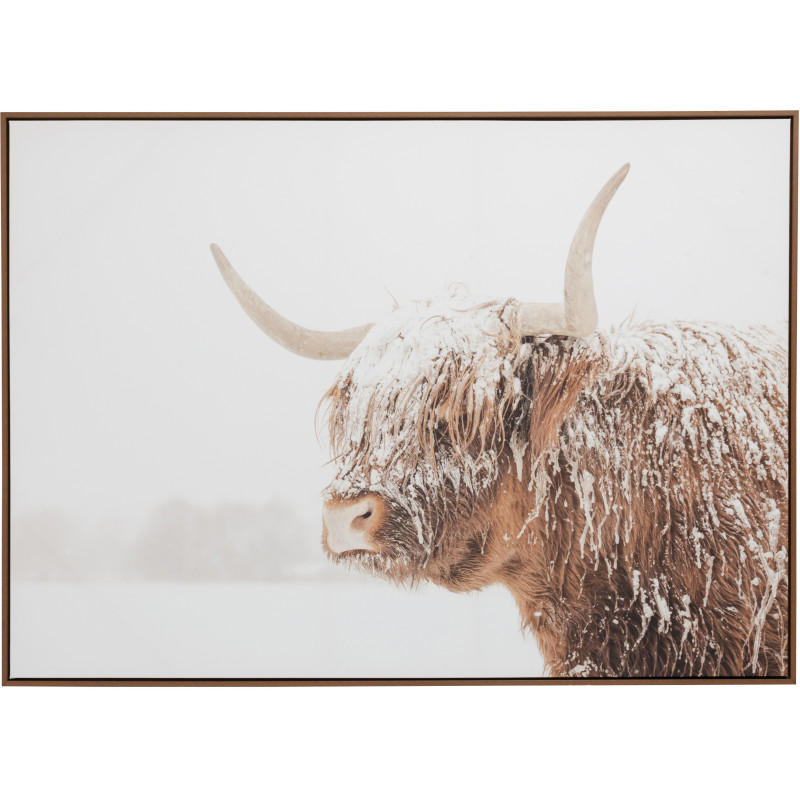 Toile murale originale imprimée Tête de Yack 143x103 Cadre en bois de pin Marron Blanc Gavlon - 1