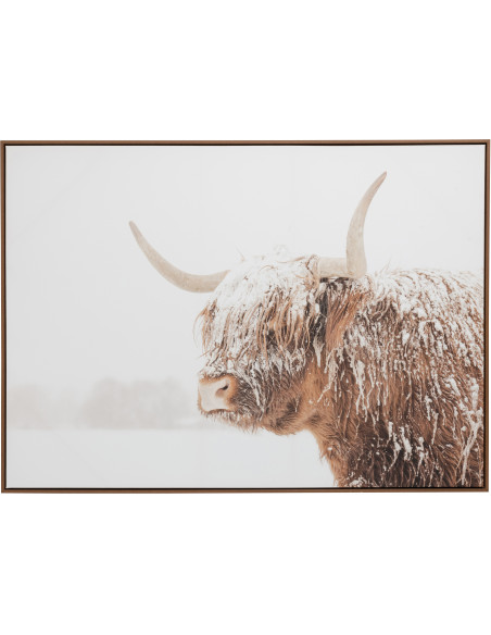 Toile murale originale imprimée Tête de Yack 143x103 Cadre en bois de pin Marron Blanc Gavlon - 1