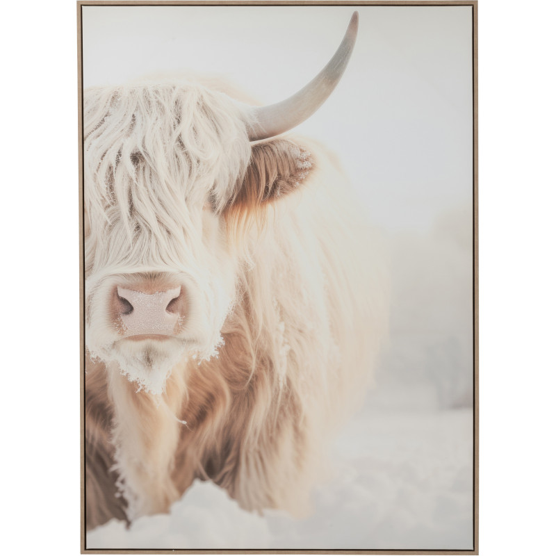 Toile murale originale imprimée Yack 103x143 Cadre en bois de pin Marron Blanc Gavlon - 1