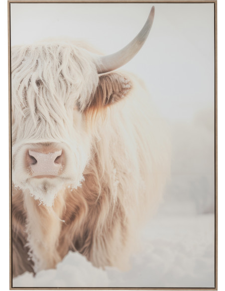 Toile murale originale imprimée Yack 103x143 Cadre en bois de pin Marron Blanc Gavlon - 1