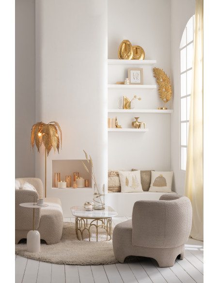 Vase moderne Cylindrique Hauteur 34 cm en Verre Transparent Métal Doré Motif feuille Koryn - 2