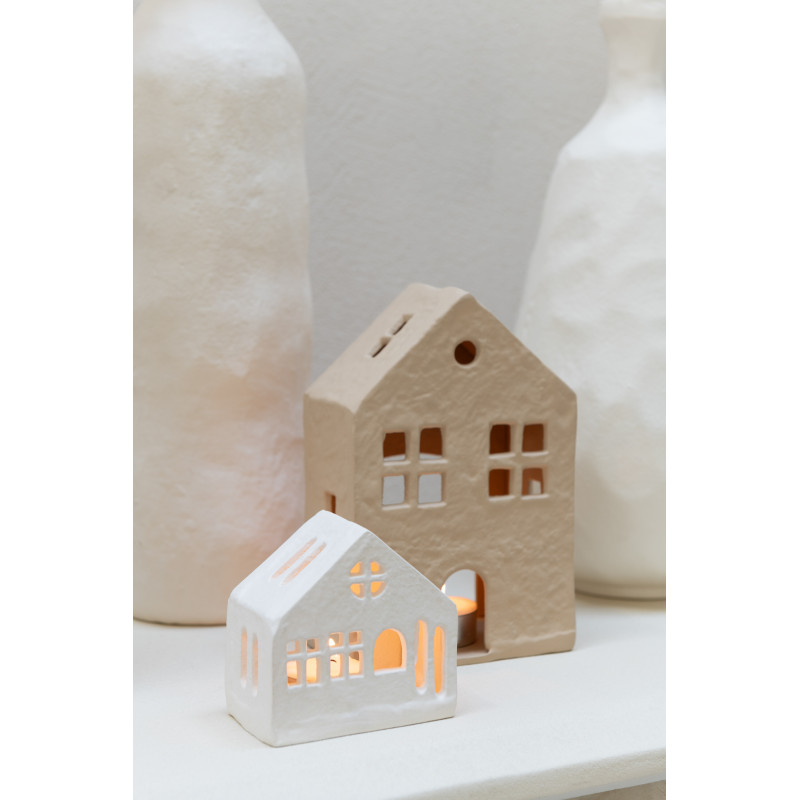 Photophore original Maison 9 cm en Métal Blanc Goa - 2