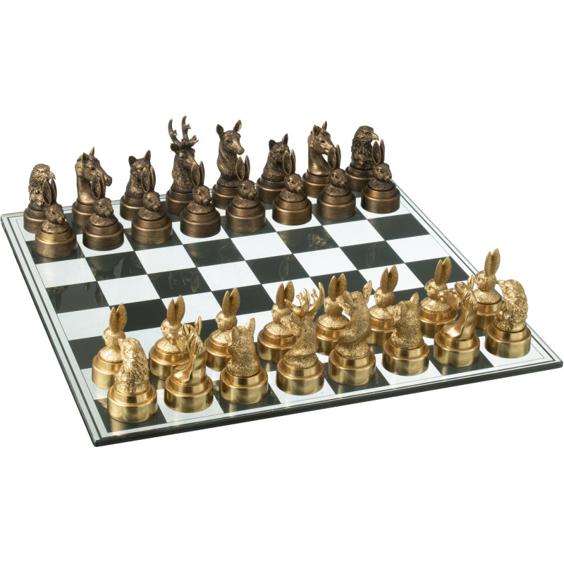 Jeu d'échecs original Animaux 60 cm en Résine Doré Marron Bestio - 1