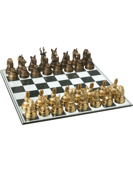Jeu d'échecs original Animaux 60 cm en Résine Doré Marron Bestio - 1