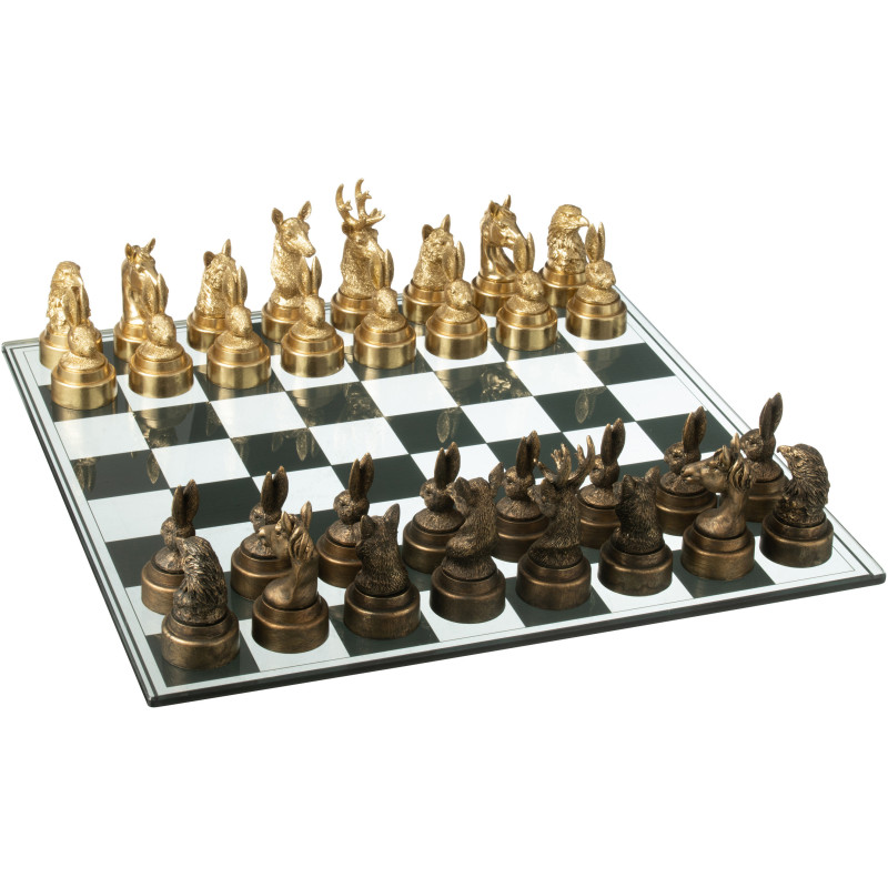 Jeu d'échecs original Animaux 60 cm en Résine Doré Marron Bestio - 3