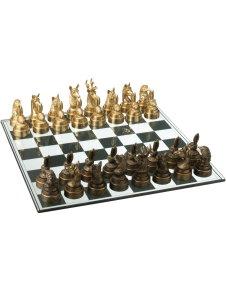 Jeu d'échecs original Animaux 60 cm en Résine Doré Marron Bestio - 3