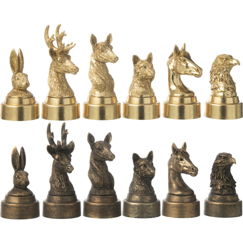 Jeu d'échecs original Animaux 60 cm en Résine Doré Marron Bestio - 5
