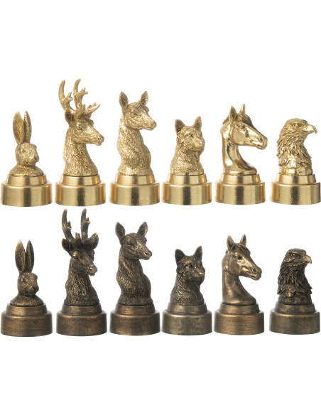 Jeu d'échecs original Animaux 60 cm en Résine Doré Marron Bestio - 5