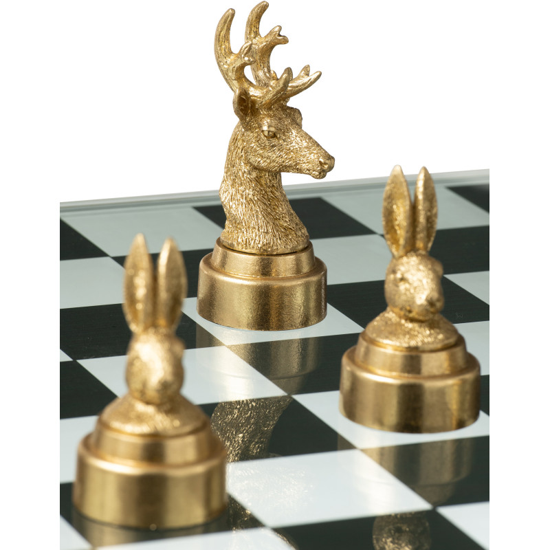 Jeu d'échecs original Animaux 60 cm en Résine Doré Marron Bestio - 6
