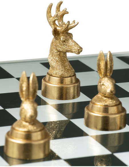 Jeu d'échecs original Animaux 60 cm en Résine Doré Marron Bestio - 6
