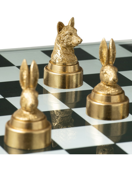 Jeu d'échecs original Animaux 60 cm en Résine Doré Marron Bestio - 8