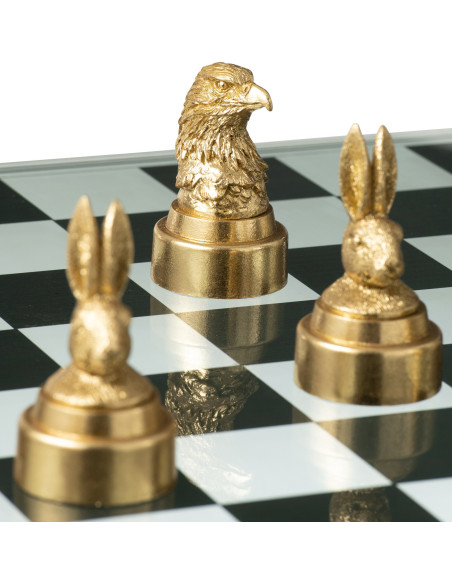 Jeu d'échecs original Animaux 60 cm en Résine Doré Marron Bestio - 9