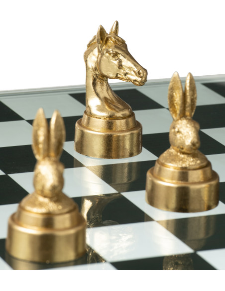 Jeu d'échecs original Animaux 60 cm en Résine Doré Marron Bestio - 10