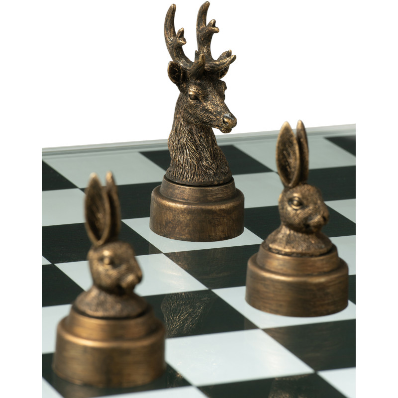Jeu d'échecs original Animaux 60 cm en Résine Doré Marron Bestio - 12