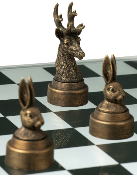 Jeu d'échecs original Animaux 60 cm en Résine Doré Marron Bestio - 12