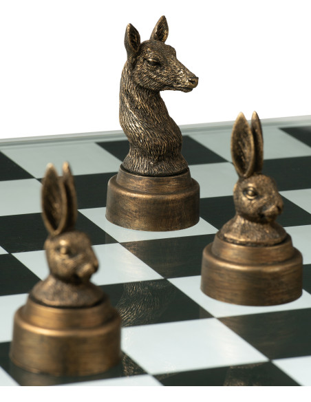Jeu d'échecs original Animaux 60 cm en Résine Doré Marron Bestio - 13