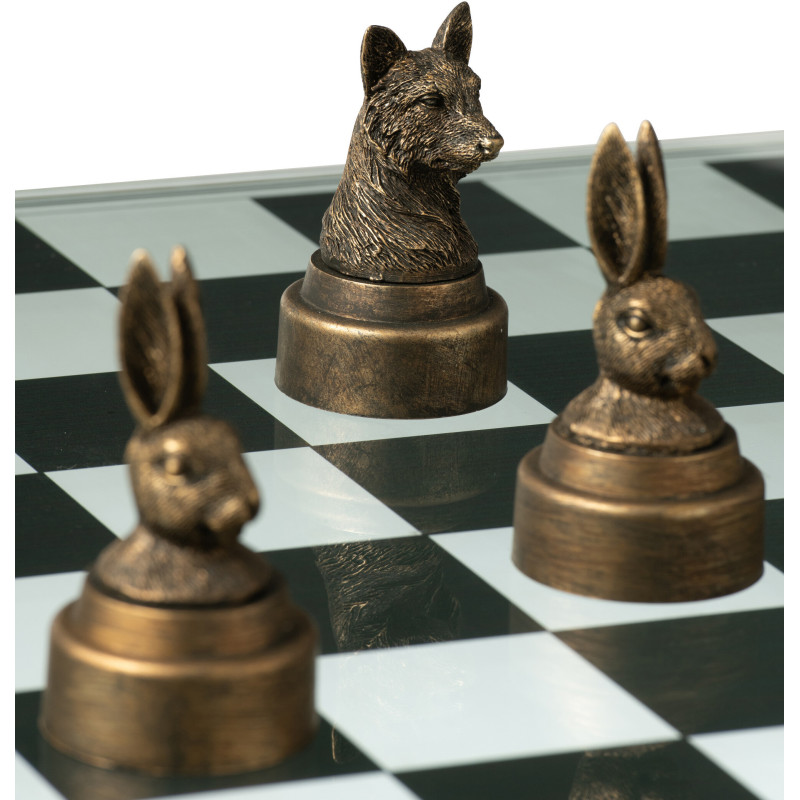Jeu d'échecs original Animaux 60 cm en Résine Doré Marron Bestio - 14