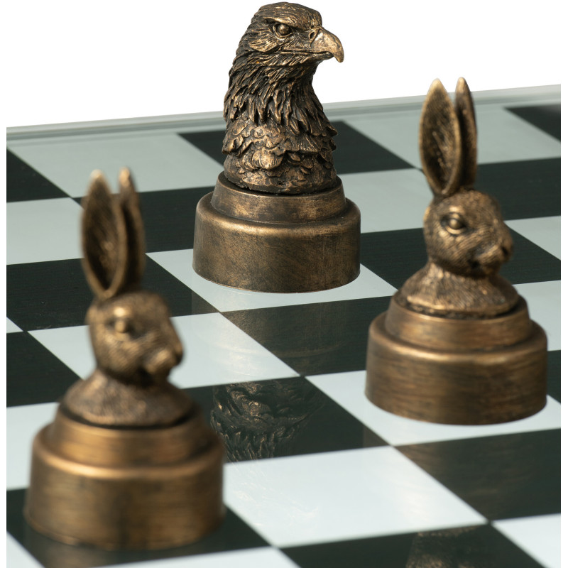 Jeu d'échecs original Animaux 60 cm en Résine Doré Marron Bestio - 15