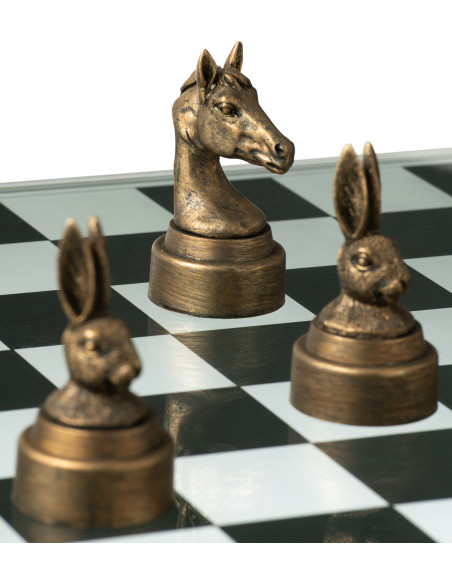Jeu d'échecs original Animaux 60 cm en Résine Doré Marron Bestio - 16