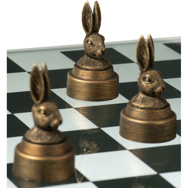 Jeu d'échecs original Animaux 60 cm en Résine Doré Marron Bestio - 17