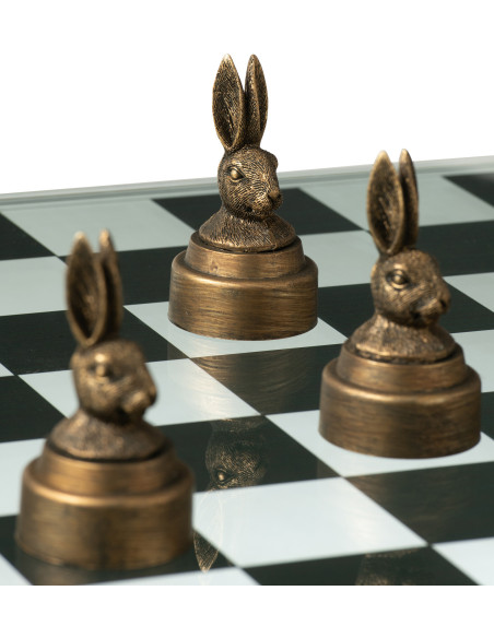 Jeu d'échecs original Animaux 60 cm en Résine Doré Marron Bestio - 17