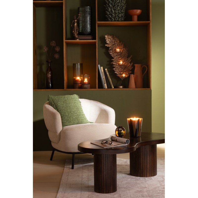 Photophore moderne XL Hauteur 29 cm en Bois de saule Naturel Verre Ray (Lot de 2) - 2