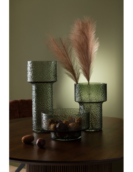 Vase moderne Cylindrique Hauteur 30 cm en Verre Vert Betty - 2