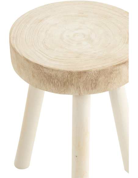 Tables d'appoint rondes blanches en bois de paulownia - 3