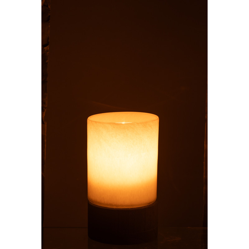 Photophore moderne Hauteur 20 cm en Bois de saule Noir Verre Gris Ray - 4