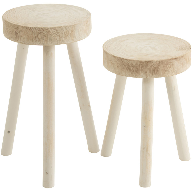 Tables d'appoint rondes blanches en bois de paulownia - 4