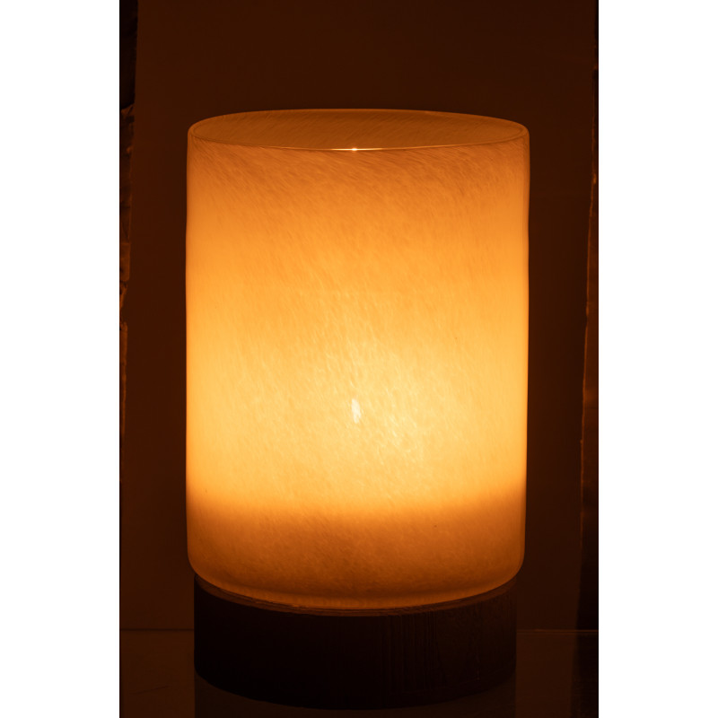 Photophore moderne XL Hauteur 31 cm en Bois de saule Noir Verre Gris Ray - 4