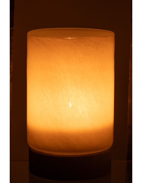 Photophore moderne XL Hauteur 31 cm en Bois de saule Noir Verre Gris Ray - 4