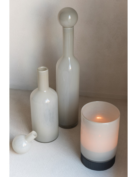 Bouteille décorative XL avec bouchon Hauteur 46 cm en Verre Gris Uni - 2