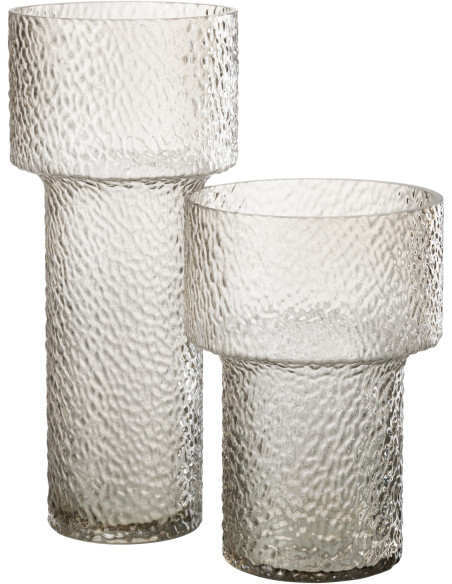 Vase moderne Cylindrique Hauteur 45 cm en Verre Transparent Betty - 3