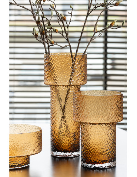 Vase moderne Cylindrique Hauteur 30 cm en Verre Ambre Betty - 2