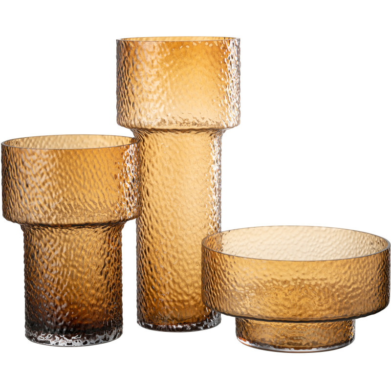 Vase moderne Rond Hauteur 15 cm en Verre Ambre Betty - 3