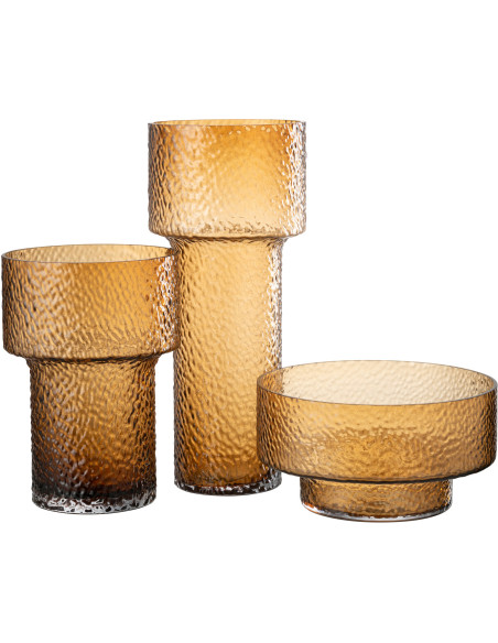 Vase moderne Rond Hauteur 15 cm en Verre Ambre Betty - 3