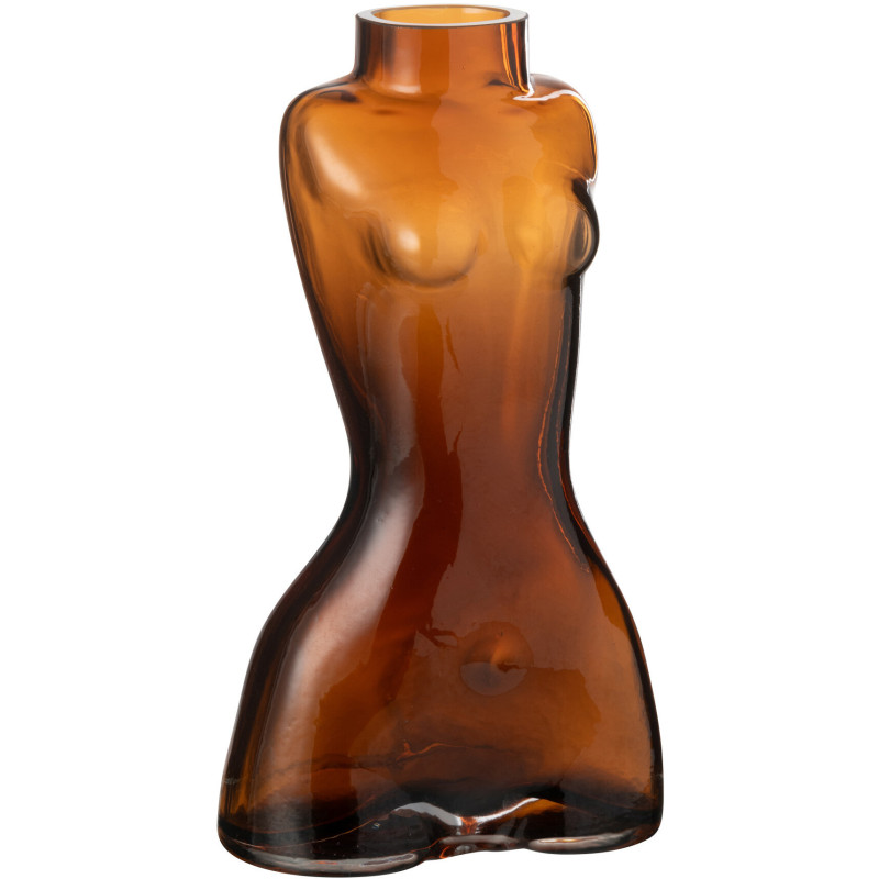 Vase moderne Corps de femme Hauteur 24 cm en Verre Ambre Jynel - 1