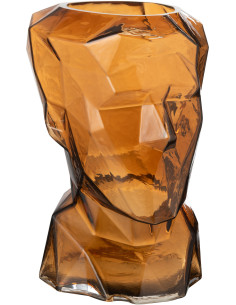 Vase design Visage Hauteur 30 cm en Verre Ambre Cylor - 1