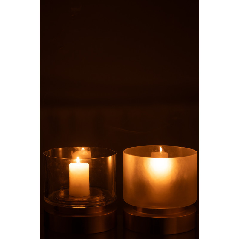 Photophore moderne sur pied Diamètre 18 cm en Verre Transparent Blanc Métal Doré Pia (Lot de 2) - 4